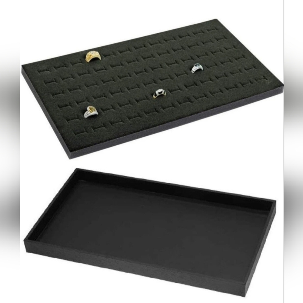 2 Ring Jewelry Display Stackable Trays With 72 Foam Ring Insert Liners